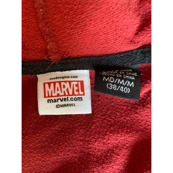 Marvel Deadpool unisex full zip hoodie sweatshirt size medium red DEADPOOL sleev - Picture 9 of 13